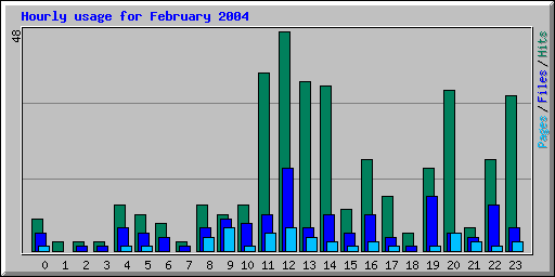 Hourly usage for February 2004