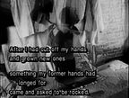 post-feminist experimental video image: woman ironing and poetry