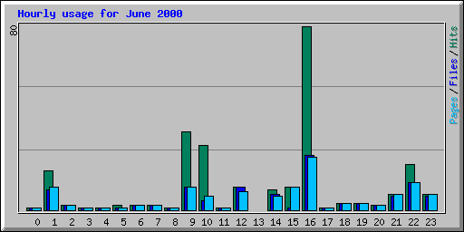Hourly usage for June 2000