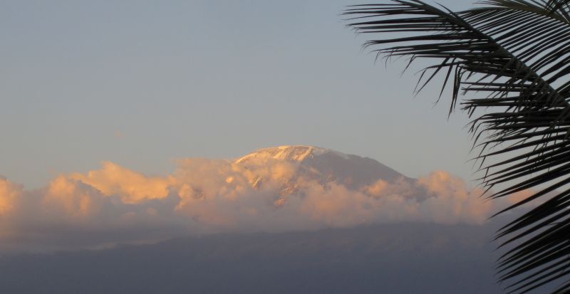 Kibo peak around dusk, taken from hotel