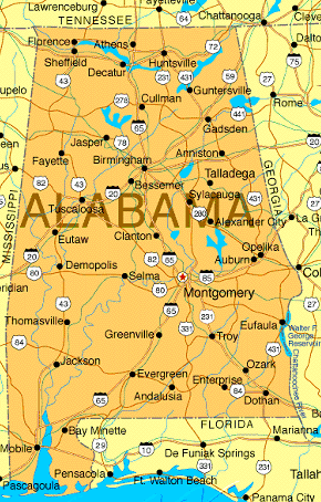 A Map of Alabama