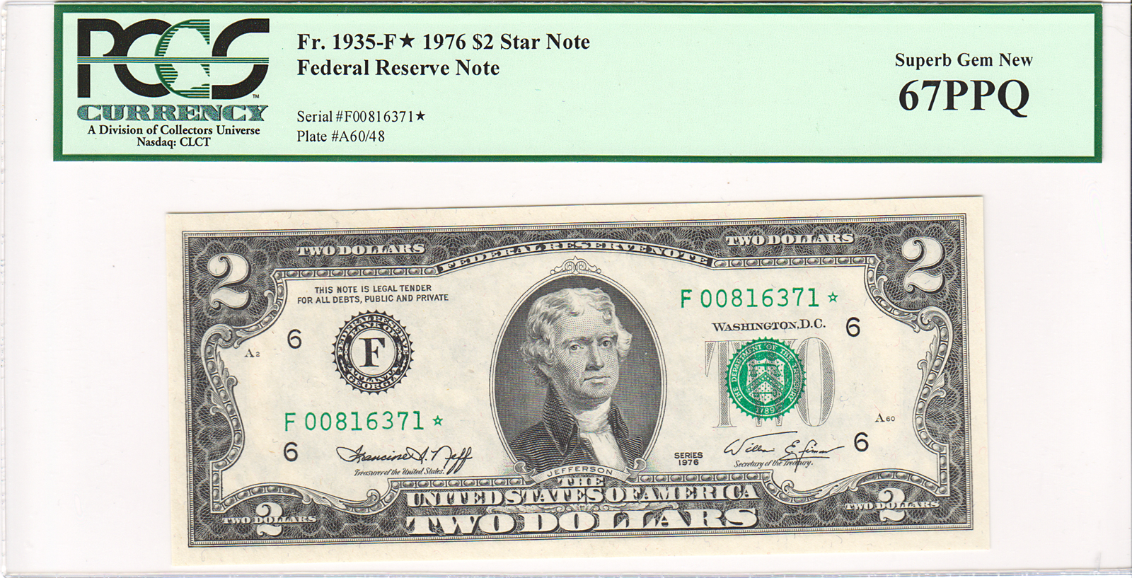 $2 Bills 2003 FRN Chicago FR 1937-G Uncirculated Uncut Sheet 4