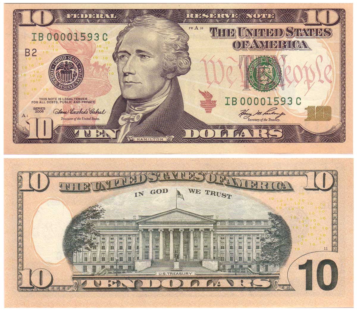 1950-C $10 San Francisco District Federal Reserve Note FR 2013-L Uncirculated 