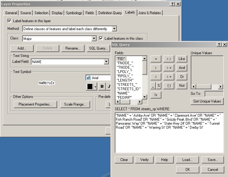 label dialog box