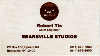Bearsville Studios Business Card