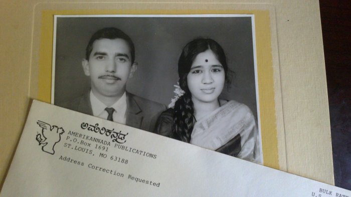 An Amerikannada envelope and my parents' wedding photo
