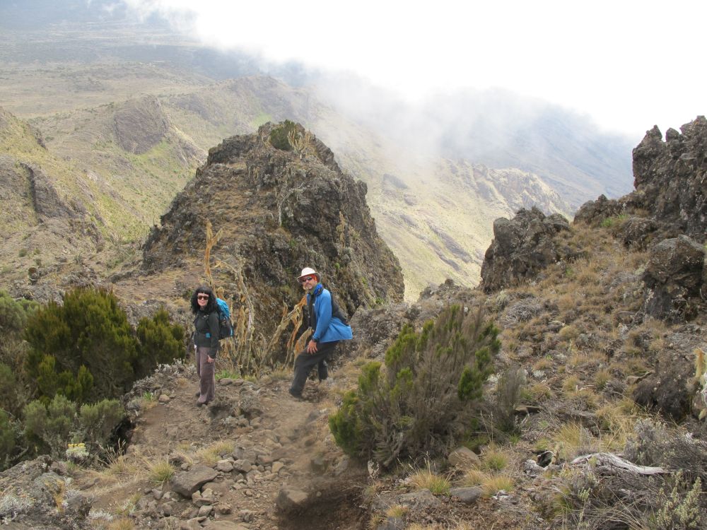 Claire and JD descending from Shira Cathedral
