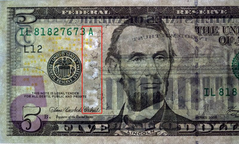 Blank 5 Dollar Bill