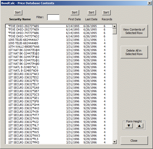 Database Contents Overview button